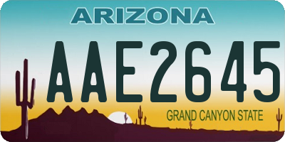 AZ license plate AAE2645