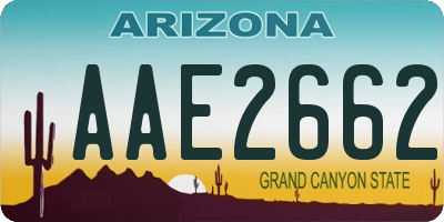AZ license plate AAE2662