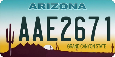 AZ license plate AAE2671