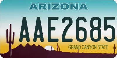 AZ license plate AAE2685