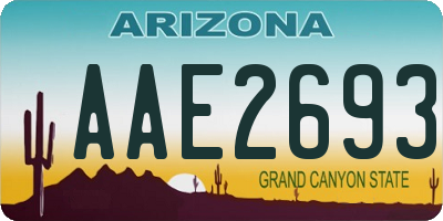 AZ license plate AAE2693