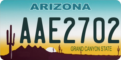 AZ license plate AAE2702