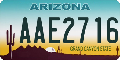 AZ license plate AAE2716