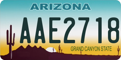 AZ license plate AAE2718