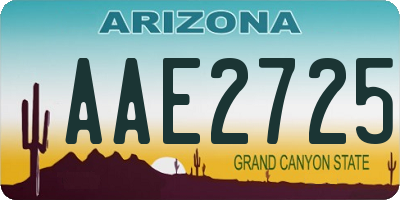 AZ license plate AAE2725