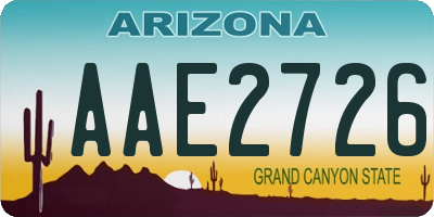AZ license plate AAE2726