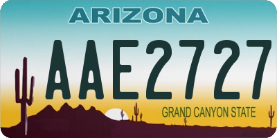 AZ license plate AAE2727