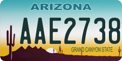 AZ license plate AAE2738