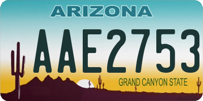 AZ license plate AAE2753