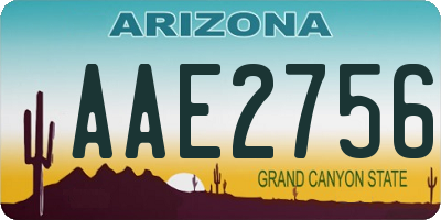 AZ license plate AAE2756