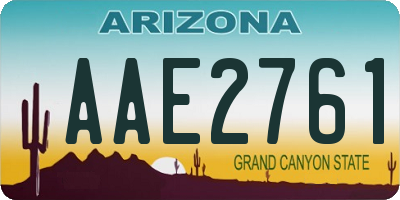AZ license plate AAE2761
