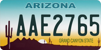 AZ license plate AAE2765