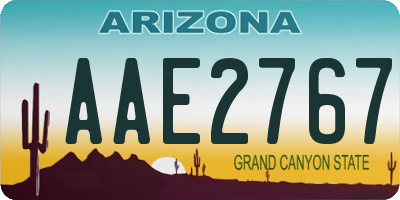 AZ license plate AAE2767