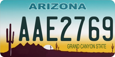AZ license plate AAE2769