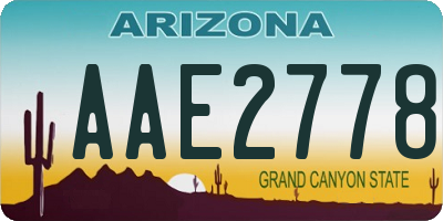 AZ license plate AAE2778
