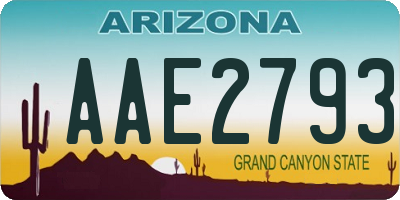 AZ license plate AAE2793