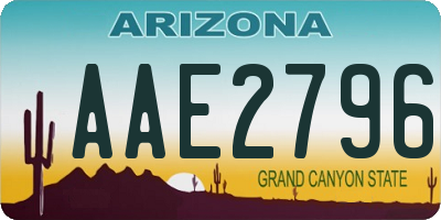 AZ license plate AAE2796