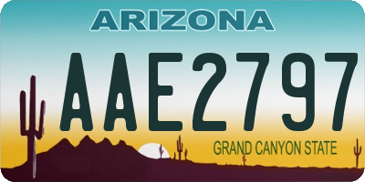 AZ license plate AAE2797