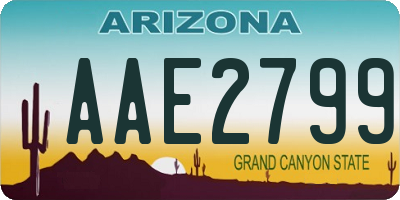AZ license plate AAE2799
