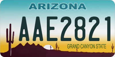 AZ license plate AAE2821