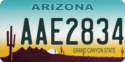 AZ license plate AAE2834