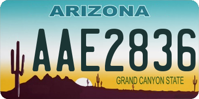 AZ license plate AAE2836