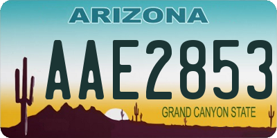 AZ license plate AAE2853