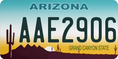 AZ license plate AAE2906