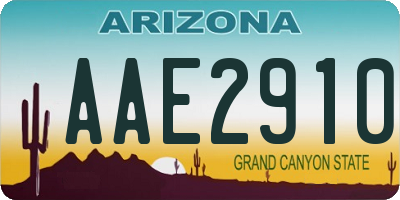 AZ license plate AAE2910