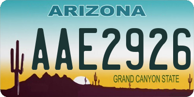 AZ license plate AAE2926