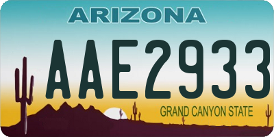 AZ license plate AAE2933