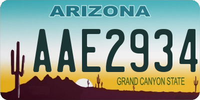 AZ license plate AAE2934
