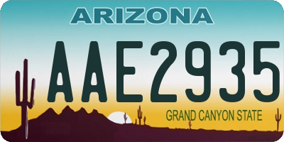 AZ license plate AAE2935