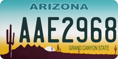 AZ license plate AAE2968