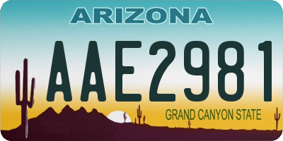 AZ license plate AAE2981