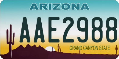 AZ license plate AAE2988