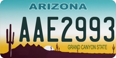 AZ license plate AAE2993