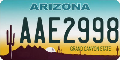 AZ license plate AAE2998