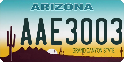 AZ license plate AAE3003