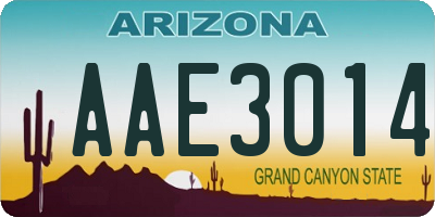 AZ license plate AAE3014