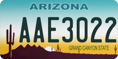 AZ license plate AAE3022