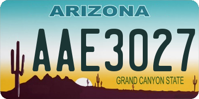 AZ license plate AAE3027