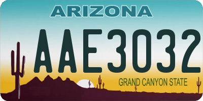 AZ license plate AAE3032