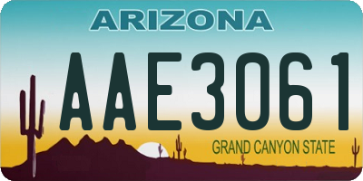 AZ license plate AAE3061