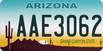 AZ license plate AAE3062