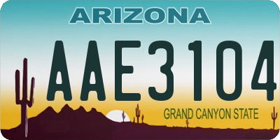 AZ license plate AAE3104