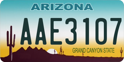 AZ license plate AAE3107