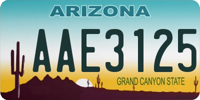 AZ license plate AAE3125