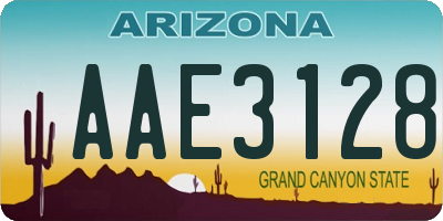 AZ license plate AAE3128