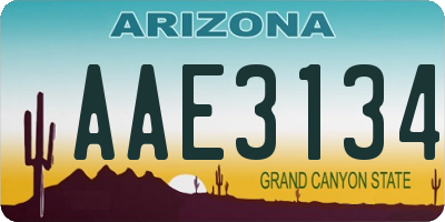AZ license plate AAE3134